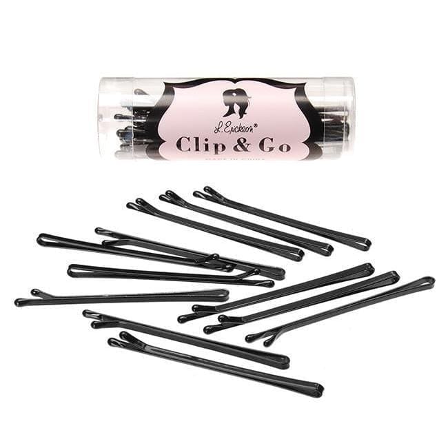 L. Erickson Bobby Pins Black Medium Narrow Bobby Pin Clip & Go 12-Pack