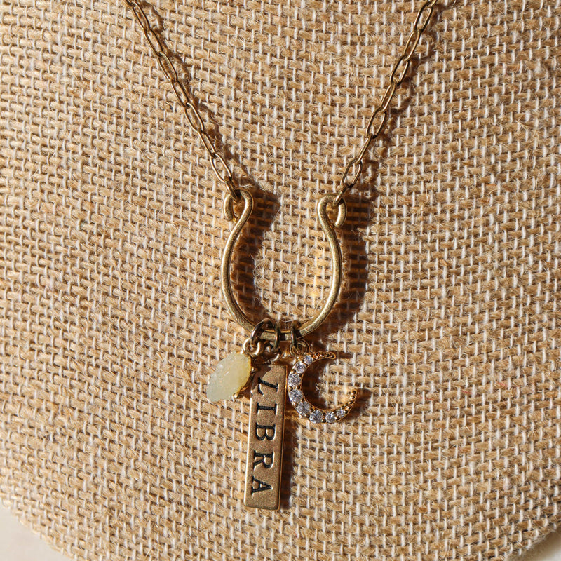 Eiluj Necklace Libra Charm Necklace Yellow Gold