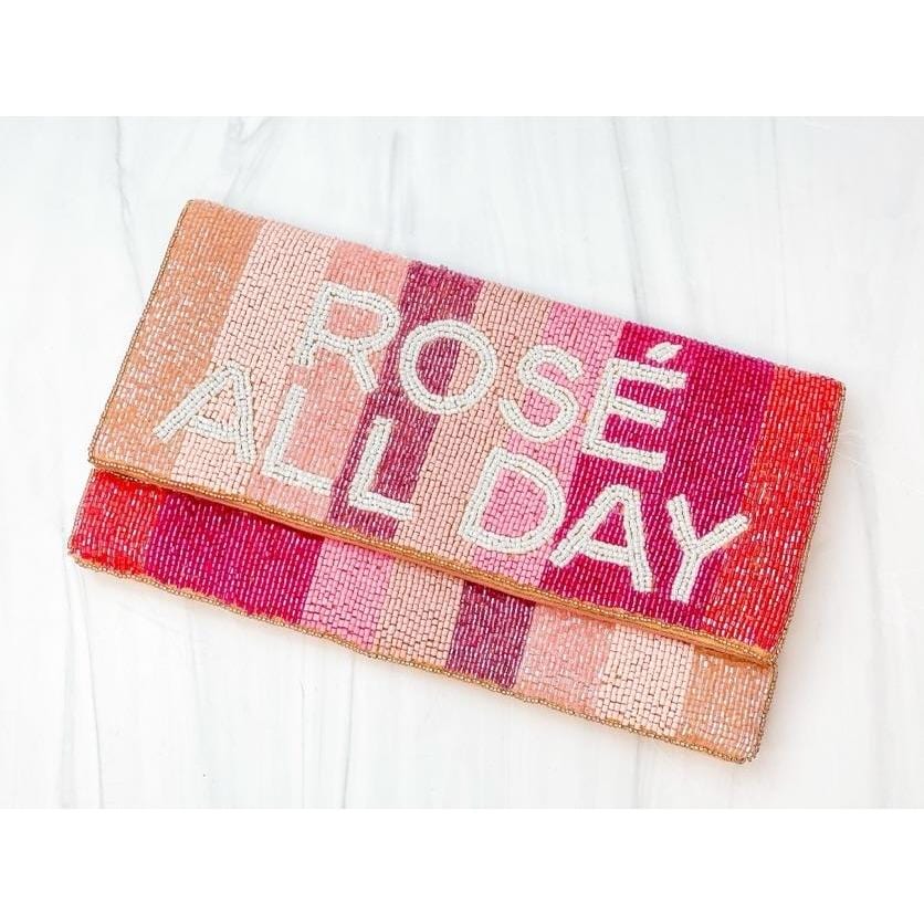 Prep Obsessed Beaded Pouch Rosé All Day Beaded Clutch Beaded Clutch/Crossbody