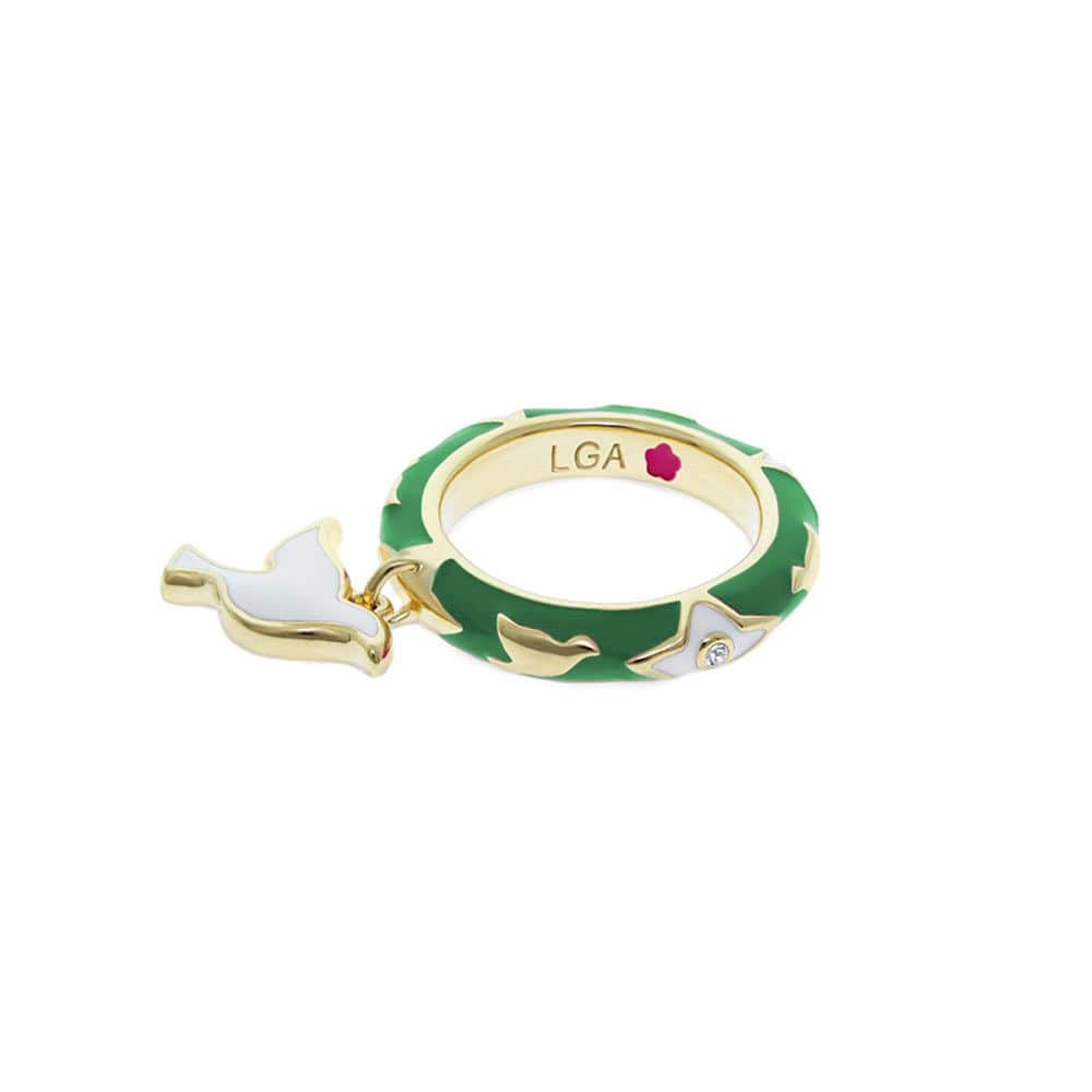 Lauren G Adams Rings 6 / Green and Gold Peace and Dove Stackable Ring