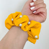 Prep Obsessed Scrunchies Yellow Gold Pearl Satin Hair Scrunchie