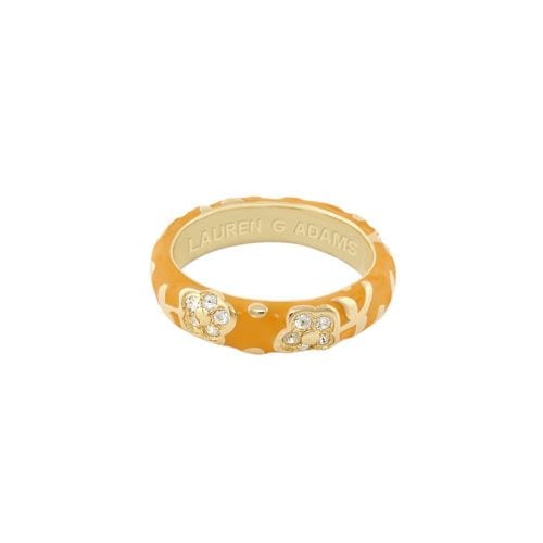 Lauren G Adams Rings 6 / Orange and Gold w/ Crystal Flowers by Orly Stackable Ring
