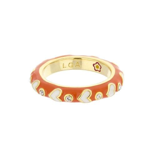 Lauren G Adams Rings Petit Gateau Orange and Ivory Heart Stackable Ring