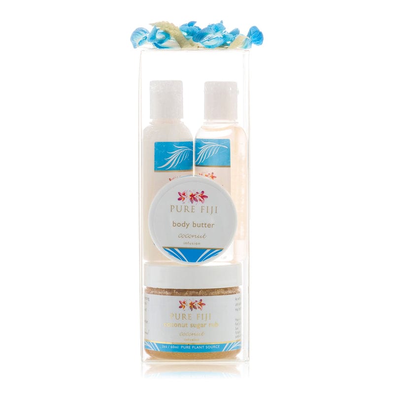 Pure Fiji Bath & Body Gift Set Coconut Home Spa Get Glowing Ritual Travel Size Set