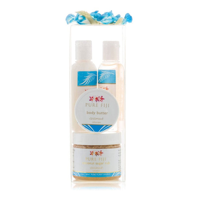 Pure Fiji Bath & Body Gift Set Coconut Home Spa Get Glowing Ritual Travel Size Set